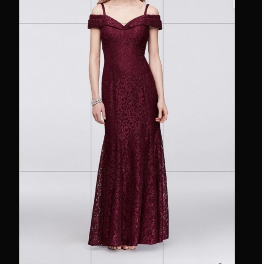 Cold shoulder glitter lace mermaid  dress